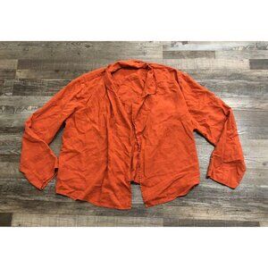 Wilfred Fee Womens Small Orange Open Front Long Sleeve Shirt